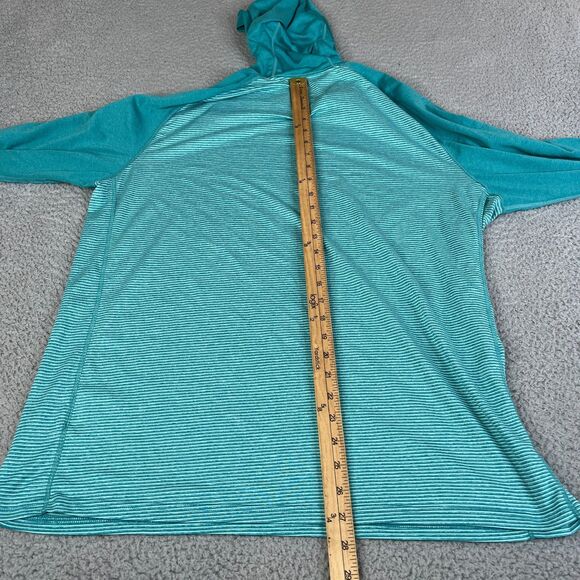 Nike Sweatshirt Women XL Teal Stripe Dri-FIT Hoodie Pullover Sweater Lightweight - Picture 5 of 9